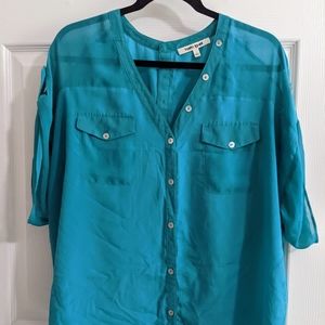 Daniel Rainn Button Up Teal Blouse